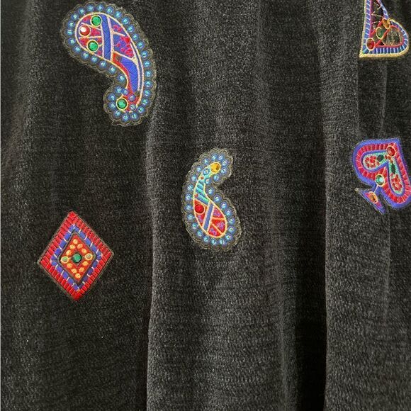 BODE- Vintage Patches Rhinestone Cape Cardigan - Picture 6 of 9